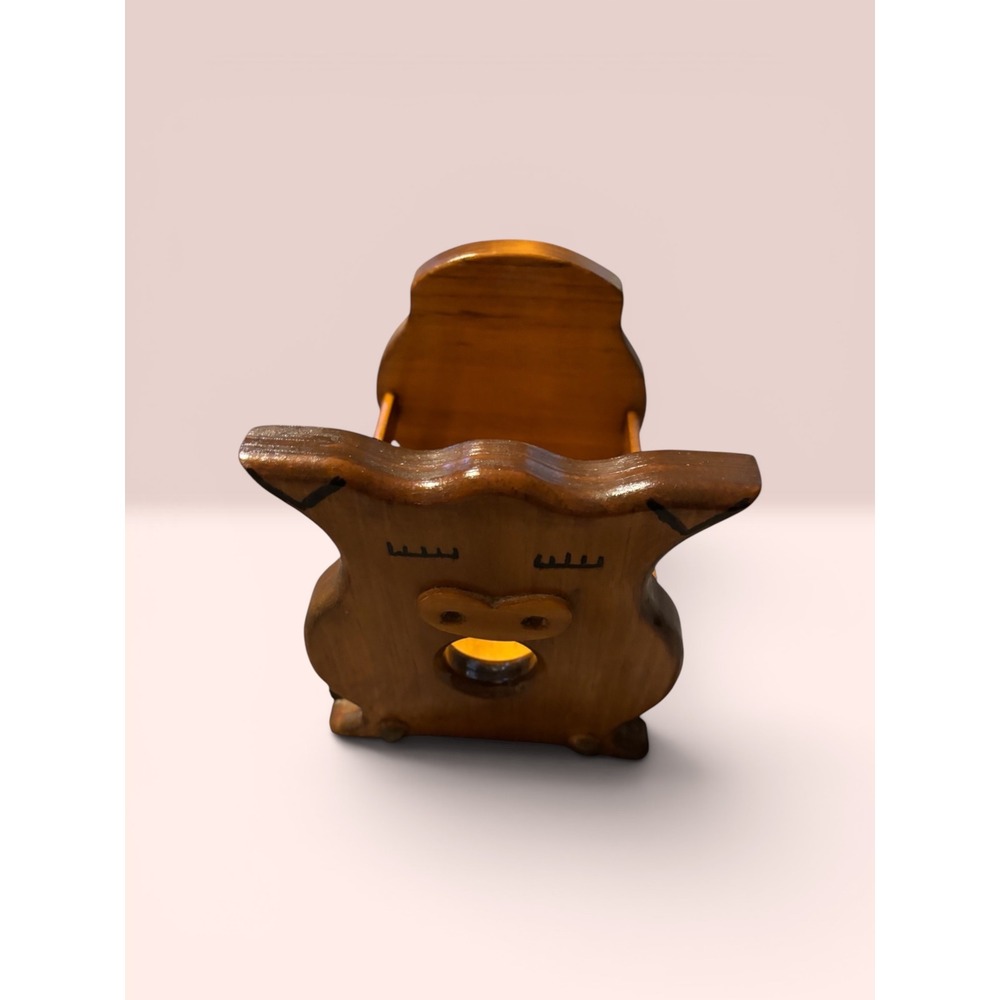 Vintage Handmade Wooden Pig Toilet Paper Holder - Cottagecore / Farmhouse Decor"